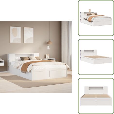 Letto in legno massello - vidaXL Letto senza Materasso Bianco 135x190 cm Legno Massello di Pino - Letto con ripiani