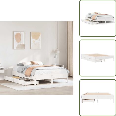 Letto in legno massello - vidaXL Letto senza Materasso Bianco 140x190 cm Legno Massello di Pino - Letto con base a doghe