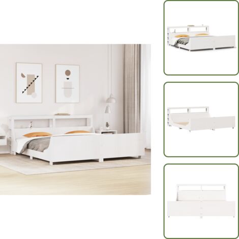 Letto in legno massello - vidaXL Letto senza Materasso Bianco 180x200 cm Legno Massello di Pino - Letto con base a doghe