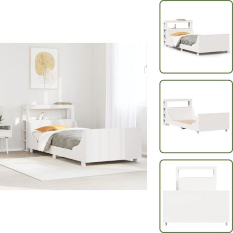 Letto in legno massello - vidaXL Letto senza Materasso Bianco 90x200 cm Legno Massello di Pino - Letto con base a doghe