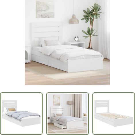 Letto in legno multistrato -  Letto con Contenitore Bianco 75 x 190 cm Legno multistrato