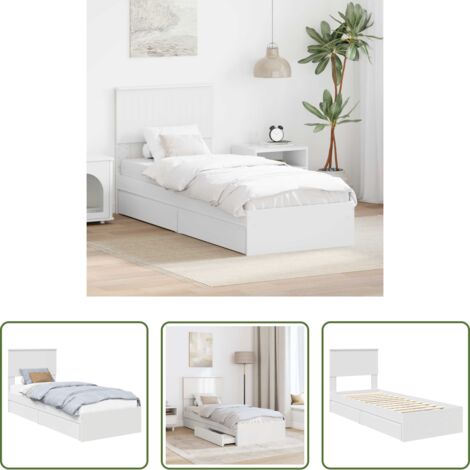 Letto in legno multistrato -  Letto con Contenitore Bianco 75 x 190 cm Legno multistrato