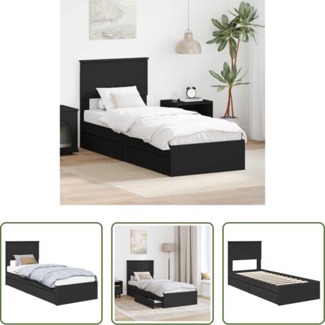 Letto in legno multistrato -  Letto con Contenitore Nero 75 x 190 cm Legno multistrato