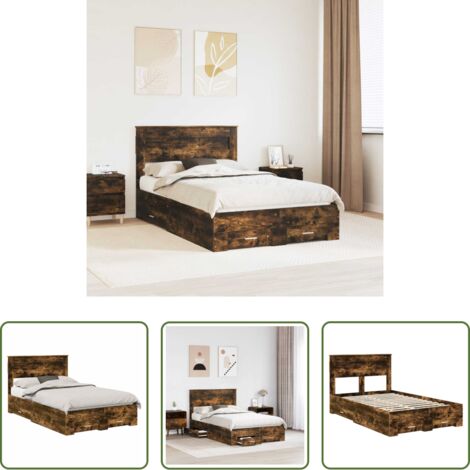 Letto in legno multistrato -  Struttura del letto Rovere fumé 120 x 190 cm Legno multistrato