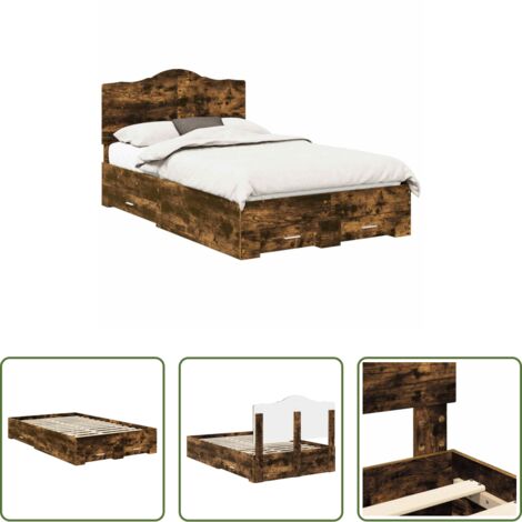 Letto in legno multistrato -  Struttura del letto Rovere fumé 120 x 200 cm Legno multistrato