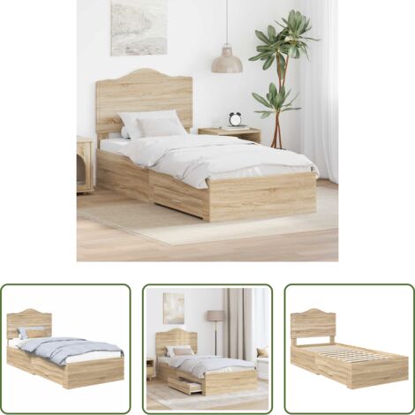 Letto in legno multistrato -  Struttura del letto Rovere Sonoma 70 x 190 cm Legno multistrato