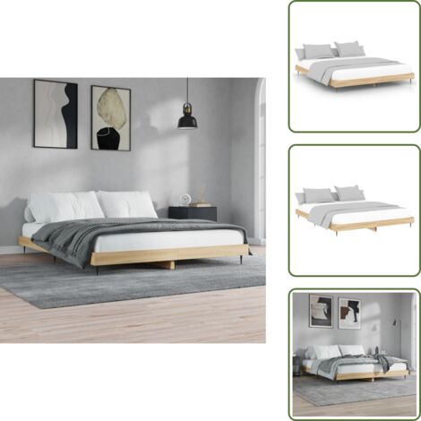 Letto in legno multistrato - vidaXL Giroletto senza Materasso Rovere Sonoma 120x200cm in Truciolato - Letto con gambe in metallo