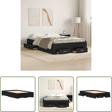 Letto in legno -  Struttura del letto Rovere Nero 120 x 190 cm Legno multistrato