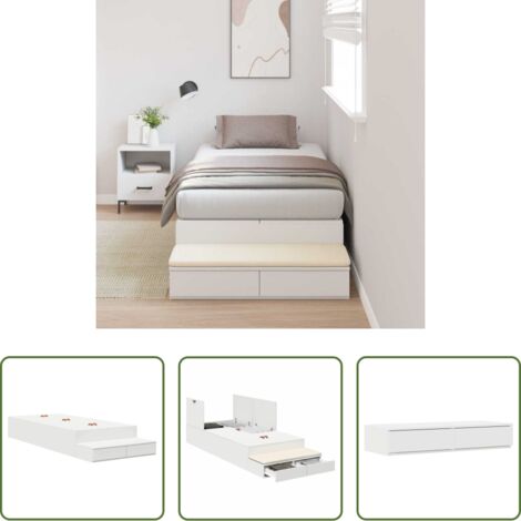 Letto in legno -  Struttura letto con contenitore Bianco 100 cm Legno multistrato