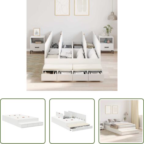 Letto in legno -  Struttura letto con contenitore Bianco 120 cm Legno multistrato