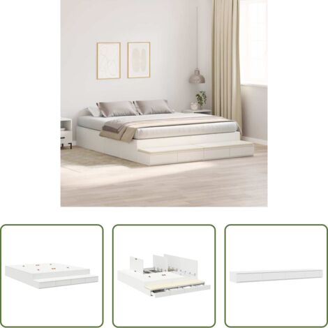 Letto in legno -  Struttura letto con contenitore Bianco 200 cm Legno multistrato
