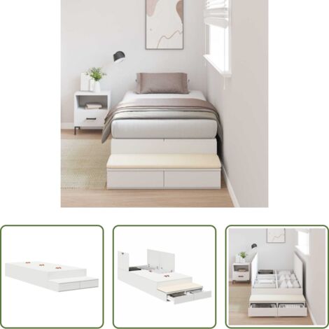 Letto in legno -  Struttura letto con contenitore Bianco 90 cm Legno multistrato