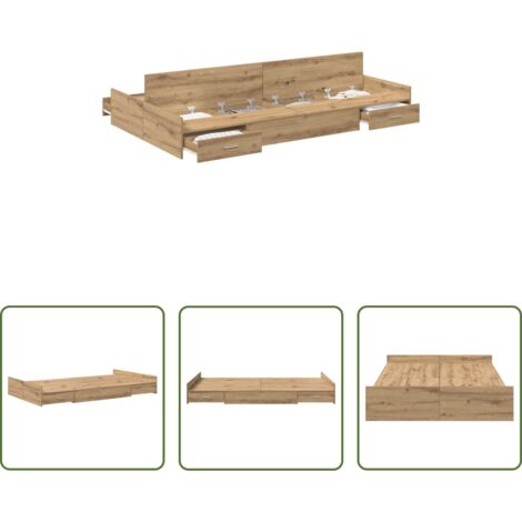 Letto in legno -  Struttura letto con contenitore Rovere artigianale 120 x 200 cm