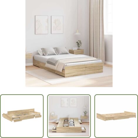 Letto in legno -  Struttura letto con contenitore Rovere Sonoma 120 x 200 cm