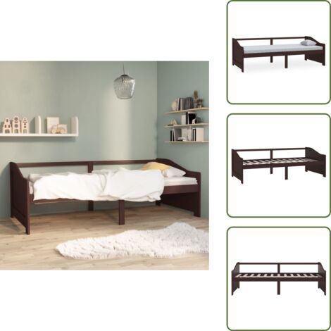 Letto in legno - vidaXL Divano Letto a 3 Posti Marrone Scuro Massello di Pino 90x200cm - Divano multifunzionale