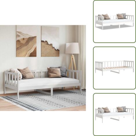 Letto in legno - vidaXL Dormeuse Bianca in Legno Massello di Pino 90x200 cm - Divano in legno