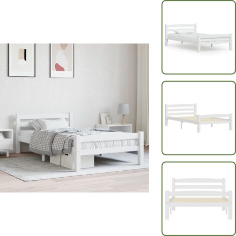 Letto in legno - vidaXL Dormeuse Estraibile senza Materasso Bianca Legno Pino 90x200 cm -