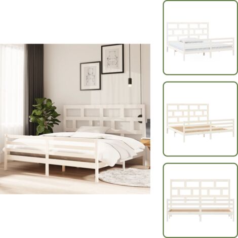 Letto in legno - vidaXL Giroletto Bianco in Legno Massello di Pino 200x200 cm - Letto con doghe