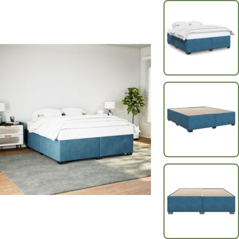 Letto in legno - vidaXL Giroletto Blu 180x200 cm in Velluto - Letto con piedi in legno