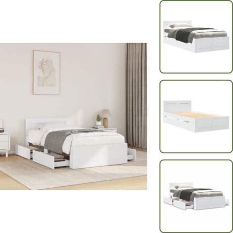 Letto in legno - vidaXL Giroletto con Testiera senza Materasso Bianco 100x200 cm - Letto con base a doghe