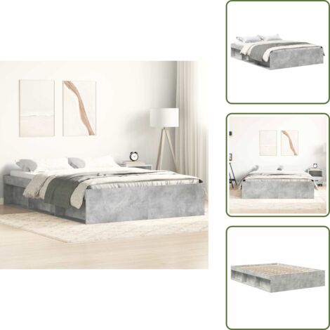 Letto in legno - vidaXL Giroletto Grigio Cemento 140x190 cm -