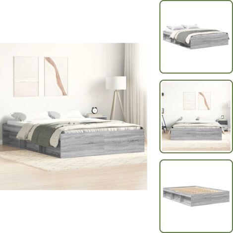 Letto in legno - vidaXL Giroletto Grigio Sonoma 140x190 cm -