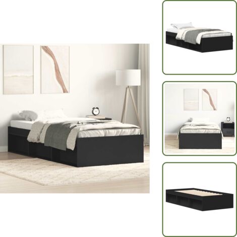 Letto in legno - vidaXL Giroletto Nero 90x200 cm - Letto con doghe in compensato