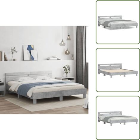 Letto in legno - vidaXL Giroletto Testiera Grigio Cemento 180x200 cm Legno Multistrato - Testiera in legno