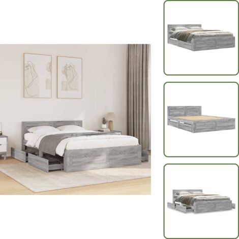 Letto in legno - vidaXL Giroletto Testiera Grigio Sonoma 120x190 cm Legno Multistrato - Testiera in legno