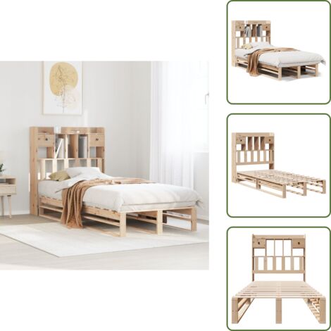 Letto in legno - vidaXL Letto Libreria senza Materasso 90x200 cm Legno Massello Pino - Letto in pino