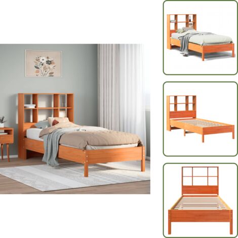 Letto in legno - vidaXL Letto Libreria senza Materasso Marrone Cera 100x200 cm in Pino -