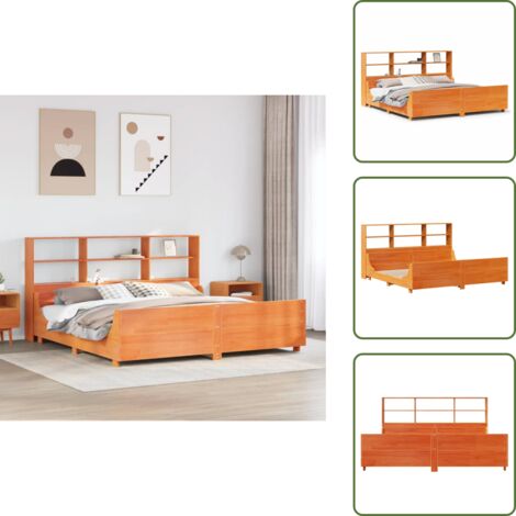 Letto in legno - vidaXL Letto Libreria senza Materasso Marrone Cera 180x200 cm Legno -
