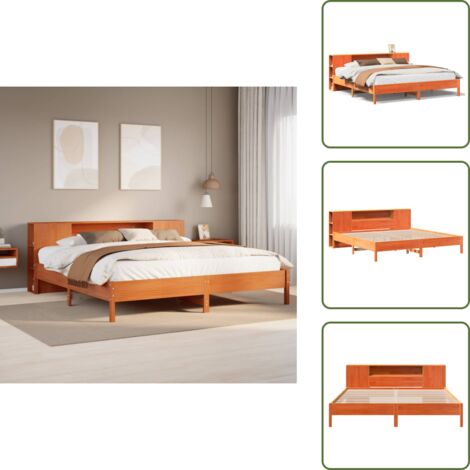 Letto in legno - vidaXL Letto Libreria senza Materasso Marrone Cera 200x200 cm in Pino -