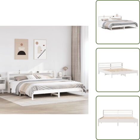Letto in legno - vidaXL Letto senza Materasso Bianco 180x200 cm Legno Massello di Pino - Letto con ripiani