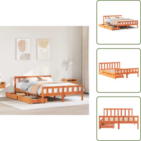 Letto in legno - vidaXL Letto senza Materasso Marrone Cera 150x200 cm in Legno di Pino - Letto con ruote