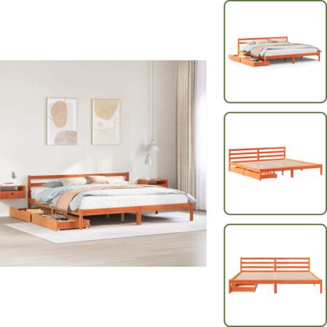 Letto in legno - vidaXL Letto senza Materasso Marrone Cera 200x200 cm in Legno di Pino - Letto con ruote