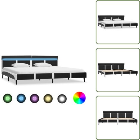Letto in MDF - vidaXL Giroletto con LED Grigio in Similpelle 180x200 cm - Letto con piedi in acciaio