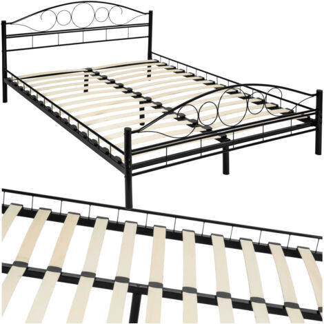 Letto in metallo con rete a doghe dal design romantico - Lettiera, struttura letto - 200 x 140 cm