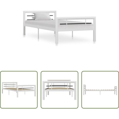 Letto in metallo -  Giroletto Bianco e Nero in Metallo 100x200 cm