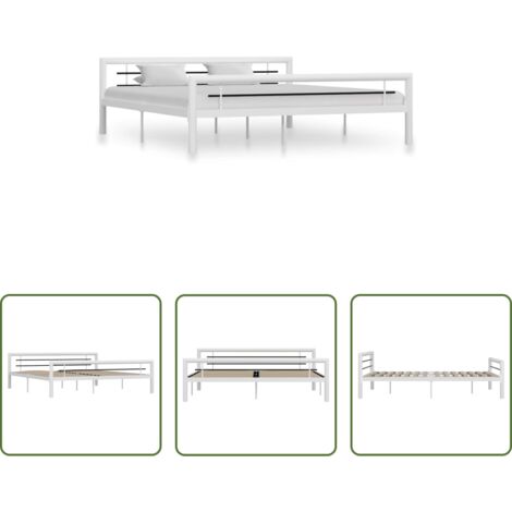 Letto in metallo -  Giroletto Bianco e Nero in Metallo 180x200 cm