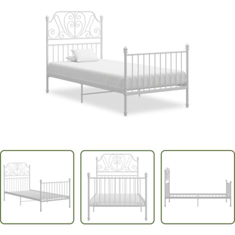 Letto in metallo -  Giroletto Bianco in Metallo 100x200 cm