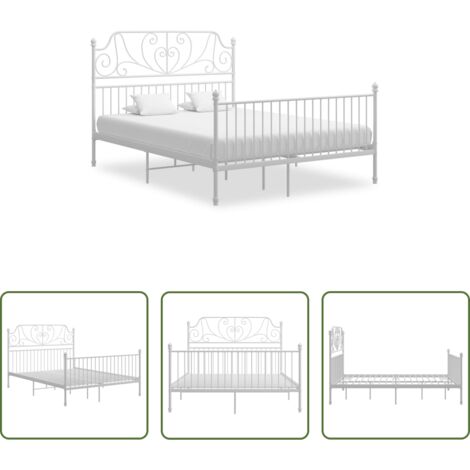 Letto in metallo -  Giroletto Bianco in Metallo 140x200 cm