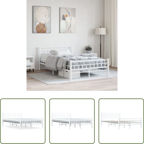 Letto in metallo -  Giroletto Bianco in Metallo 140x200 cm