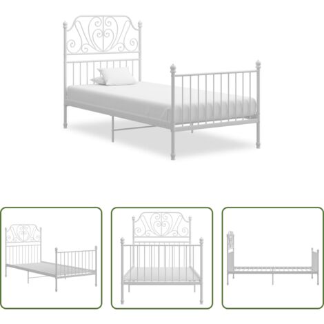 Letto in metallo -  Giroletto Bianco in Metallo 90x200 cm