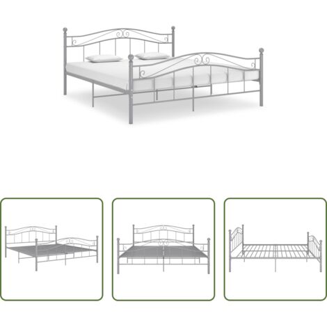 Letto in metallo -  Giroletto Grigio in Metallo 140x200 cm