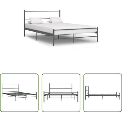 Letto in metallo -  Giroletto Grigio in Metallo 160x200 cm