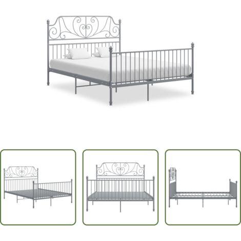 Letto in metallo -  Giroletto Grigio in Metallo 160x200 cm