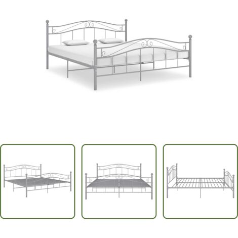 Letto in metallo -  Giroletto Grigio in Metallo 180x200 cm