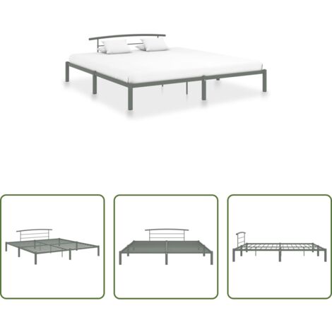 Letto in metallo -  Giroletto Grigio in Metallo 200x200 cm