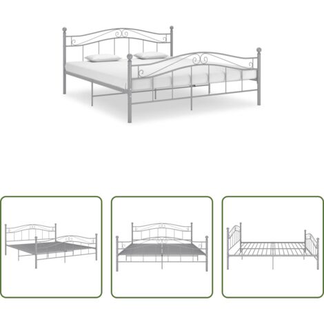Letto in metallo -  Giroletto Grigio in Metallo 200x200 cm